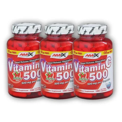 Amix 3x Vitamin C 500mg + Rose Hips 125 kapslí