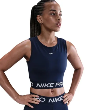 Dámske tréningové tričko bez rukávov NIKE PRO DF CROP TANK MIDNIGHT NAVY WHITE