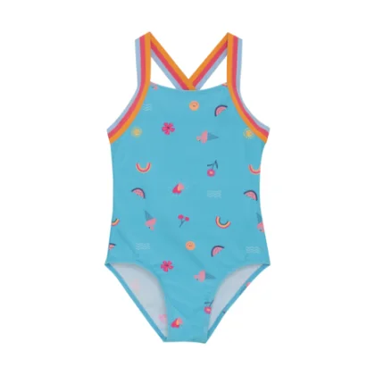 Dievčenské plavky COLOR KIDS Swimsuit W Elastic Straps, AOP-7452-River Blue