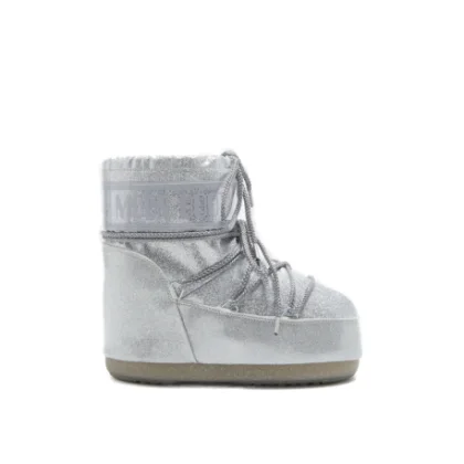 Dámske nízke zimné topánky MOON BOOT MB ICON LOW GLITTER-H001 SILVER