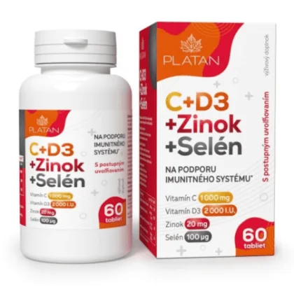 PLATAN C + D3 + Zinok + Selén, 60 tbl s postupným uvoľňovaním