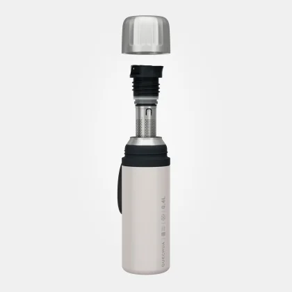 QUECHUA Antikorová termoska s filtrom 900 0,4l biela bez