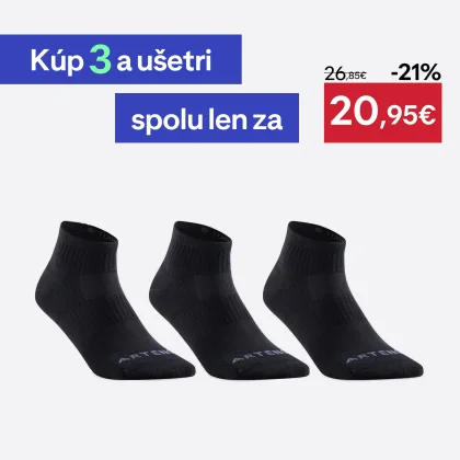 DECATHLON Športové ponožky RS500 stredne vysoké čierne 3 páry 39-42