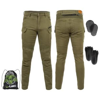 Pánske moto nohavice W-TEC Cargotic Farba olivovo zelená,