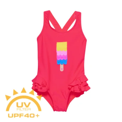 Dievčenské plavky COLOR KIDS Swimsuit W. Application, diva pink 720119.5380