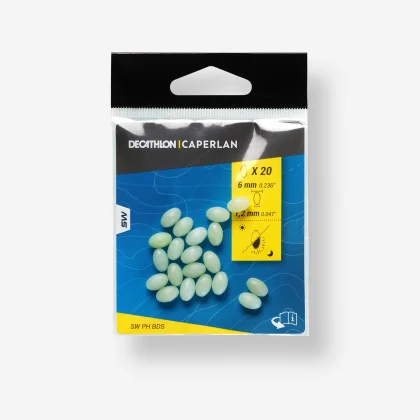 CAPERLAN Tvrdý fosforeskujúci korálik 6 mm na lov technikou surfcasting bez