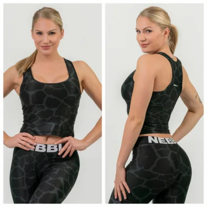 Nature inspired crop-top 549 Black - NEBBIA