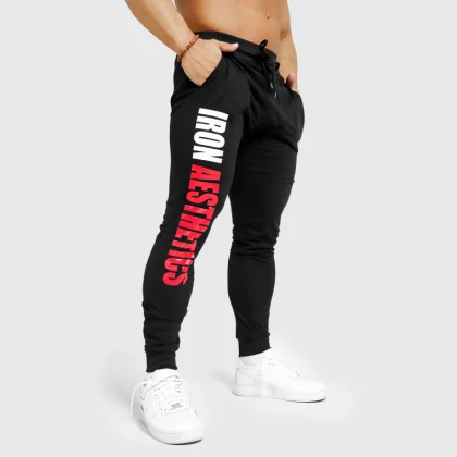 Jogger melegítő Iron Aesthetics Vertical, fekete-piros - HIBÁS TERMÉK