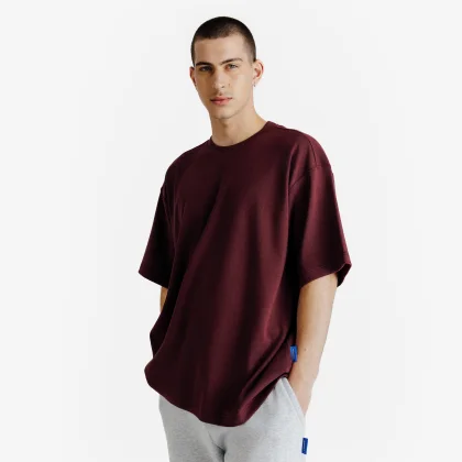 DECATHLON Pánske tričko Elementals bordové XS