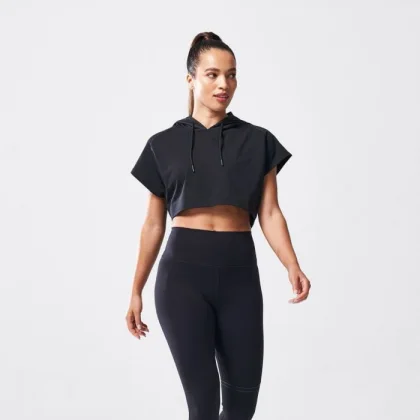 SQUATWOLF Dámske tričko Vented Crop Hoodie Black M