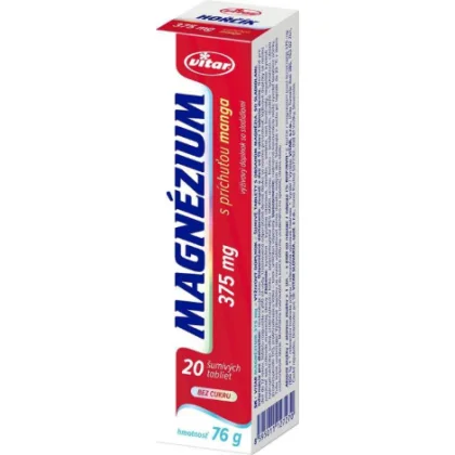 Vitar Magnézium 375 mg mango 20 šumivých tabliet
