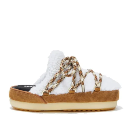 Dámske nízke zimné topánky MOON BOOT MULES SHEARLING, 001 whisky off white