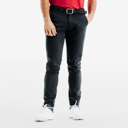 INESIS Pánske golfové bavlnené chino nohavice MW500 čierne L (L33)