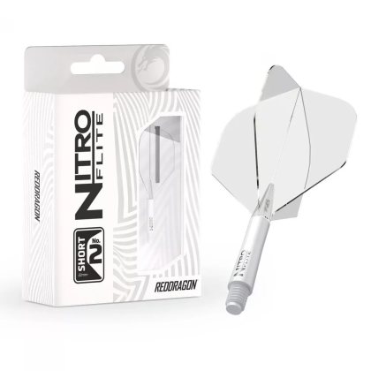 Darts toll és szár egyben Red Dragon Nitro Flite fehér-átlátszó, standard toll és rövid szár
