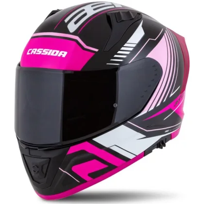 Cassida Integrální helma na motorku Aero Drome černo-růžovo-bílá