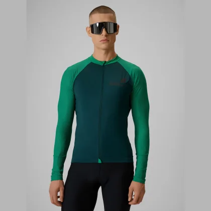 Pánsky cyklistický dres s dlhým rukávom s ochranou UPF50+ - zelený