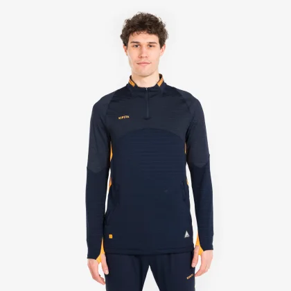 KIPSTA Futbalová mikina CLR s 1/2 zipsom modro-oranžová XL