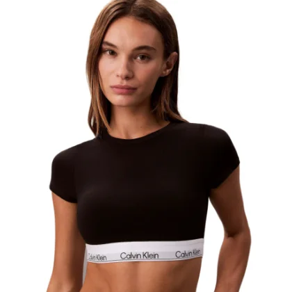 Dámsky top s podprsenkou CALVIN KLEIN T-Shirt Bralette Icon Cotton Modal black