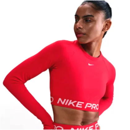 Női hosszú ujjú edzőpóló NIKE PRO PRO DF 365 CROP LS-657-Red