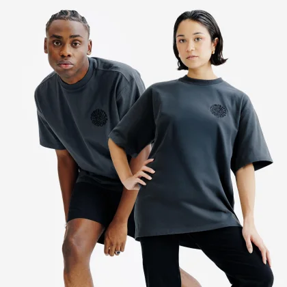 DECATHLON Unisex tričko Elementals s grafickým dizajnom sivé M