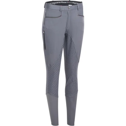 FOUGANZA Dámske jazdecké nohavice BR980 Light Full Grip so silikónom sivé M