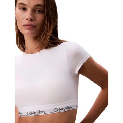 Dámsky top s podprsenkou CALVIN KLEIN T-Shirt Bralette Icon Cotton Modal white