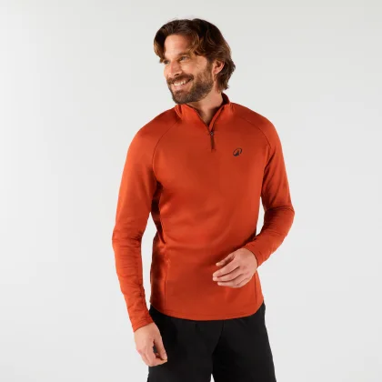 KUIKMA Pánska tenisová mikina Thermic s dlhým rukávom 1/2 zips červená XL