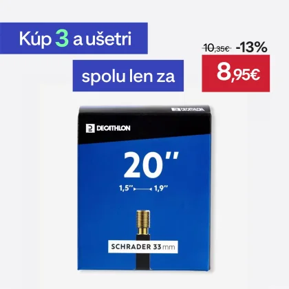DECATHLON 20'' duša s profilom od 1,5 do 1,9 s ventilom Schrader bez