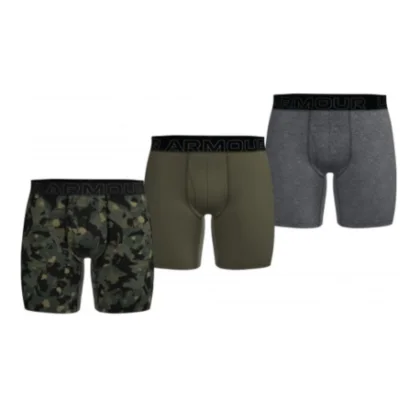 Pánske boxerky UNDER ARMOUR 3 PACK-Perf Tech Nov 6 inch-MARINE OD GREEN