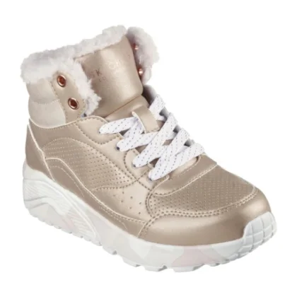 Dívčí kotníkové zimní boty SKECHERS Uno Lite Camo Daz gold pink