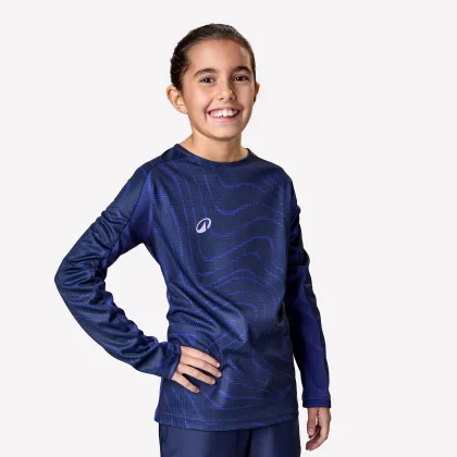 KIPSTA Detský dres Viralto Junior Topo Lines s dlhými rukávmi modrý 4-5 r (103-112 cm)