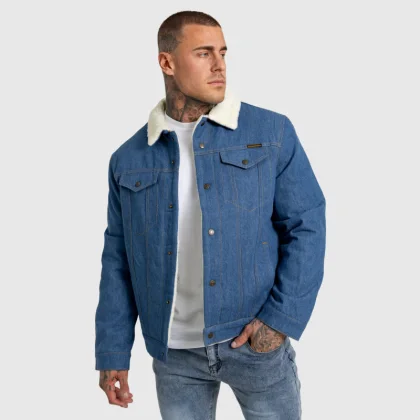 Pánska rifľová bunda Iron Aesthetics Sherpa, čierna