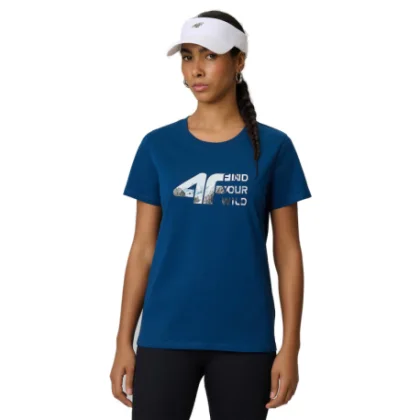 Női rövid ujjú túrázó póló 4F TSHIRT F2775-46S-TEAL