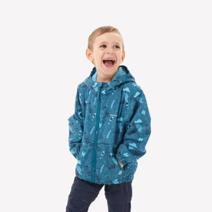 QUECHUA Detská nepremokavá turistická bunda MH500 2-6 r. modrá 4-5 r (103-112 cm)
