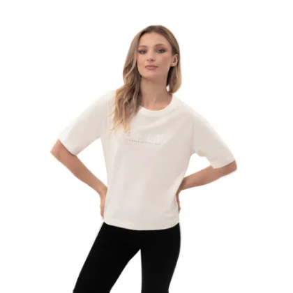 Dámske tričko s krátkym rukávom VOLCANO PERFECT-101-CREAM