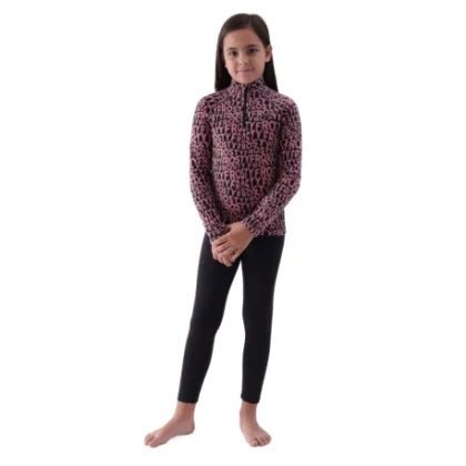 Lány síelés Polár pulóver 4F JUNIOR FLEECE UNDERWEAR-JWAW24UFLEF051-64A-SALMON CORAL ALLOVER