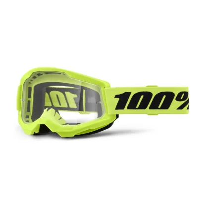 100% Strata 2 Youth neon žltá, číre plexi