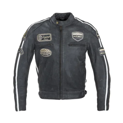 Pánska kožená moto bunda W-TEC Dark Vintage Farba tmavo šedá,
