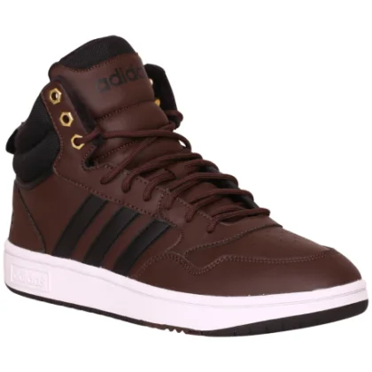 Pánske členkové zimné topánky ADIDAS Hoops 3.0 Mid WTR brown core black gold matt