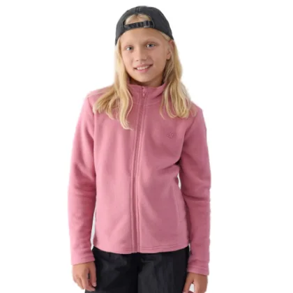 Dievčenská flisová mikina so zipsom 4F JUNIOR FLEECE-JWMM00TFLEF261-56S-LIGHT PINK
