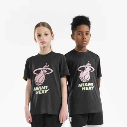 TARMAK Detské basketbalové tričko TS 900 NBA Miami Heat čierne 7-8 r (123-130 cm)