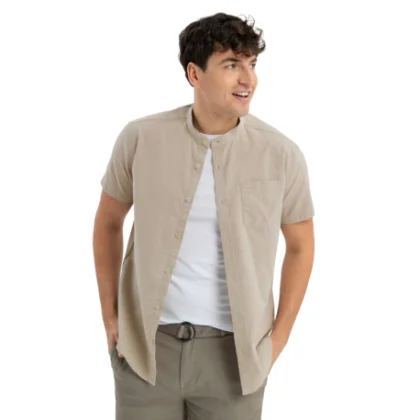 Pánska košeľa s krátkym rukávom VOLCANO C-TRIFO-BEIGE