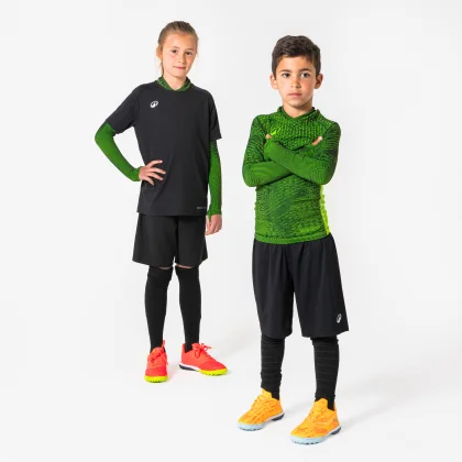 KIPSTA Detské futbalové termotričko Keepdry Warm zelené 14-15 r (161-172 cm)