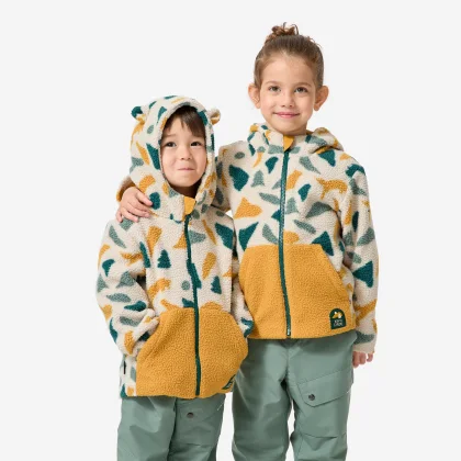 QUECHUA Detská fleecová sherpa mikina NH500 2-6 r. okrovo-zelená 4-5 r (103-112 cm)