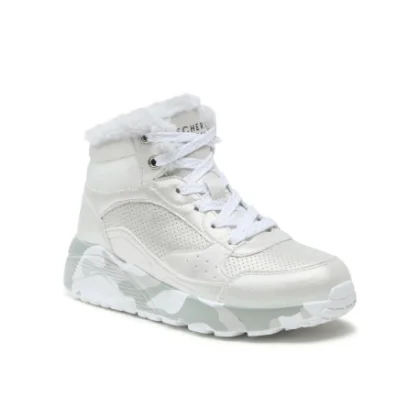 Dívčí kotníkové zimní boty SKECHERS Uno Lite Camo Dazzle silver grey
