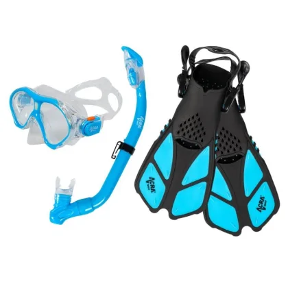 Acra Šnorchlovací set 3 v 1, DĚTSKÝ, MODRÝ, obsahuje masku, ploutve a šnorchl