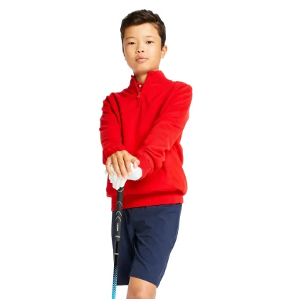 INESIS Detský golfový pulóver do vetra červený 14-15 r (161-172 cm)