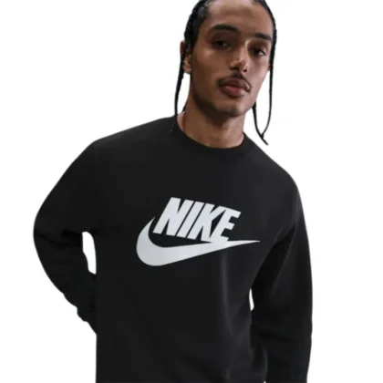 Pánska zateplená mikina NIKE M NK CLUB BB GFX CREW BLACK WHITE