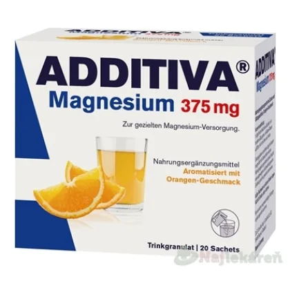 ADDITIVA Magnézium 375 mg vrecúška (granulát, príchuť pomaranč) 20ks