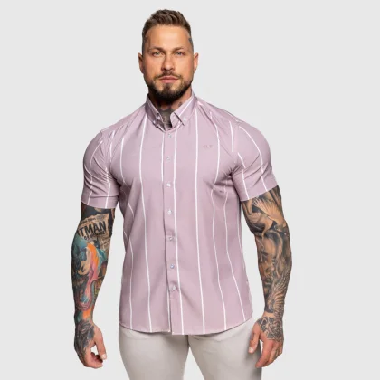 Strečová košeľa Iron Aesthetics Short Stripe, svetlofialová